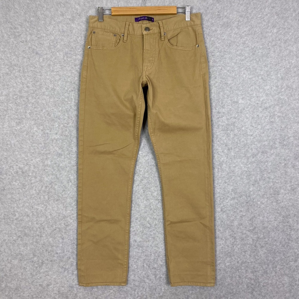 Ralph Lauren Purple Label Pants Mens 30x32 (31x29) Tan 5 Pocket Slim Fit